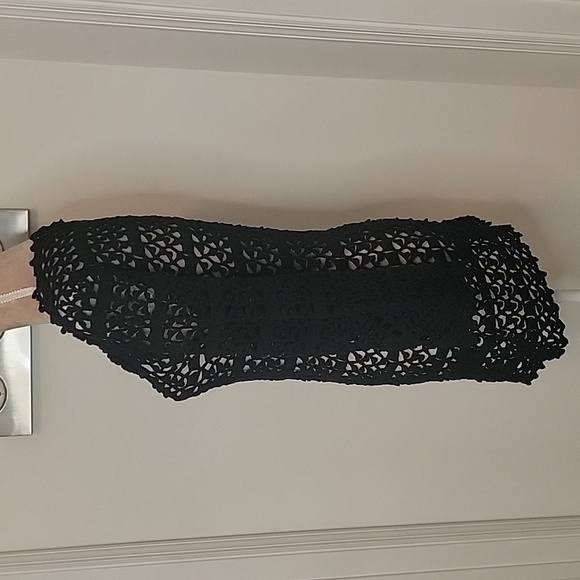 Vintage LeRoy Crochet Sweater / Swimsuit Cover, Black, Size M (more like a S) - Picture 2 of 7